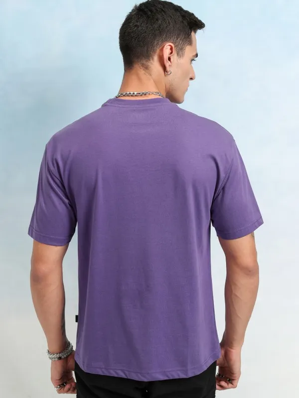 Highlander Men Purple Printed Relaxed Fit T-Shirt