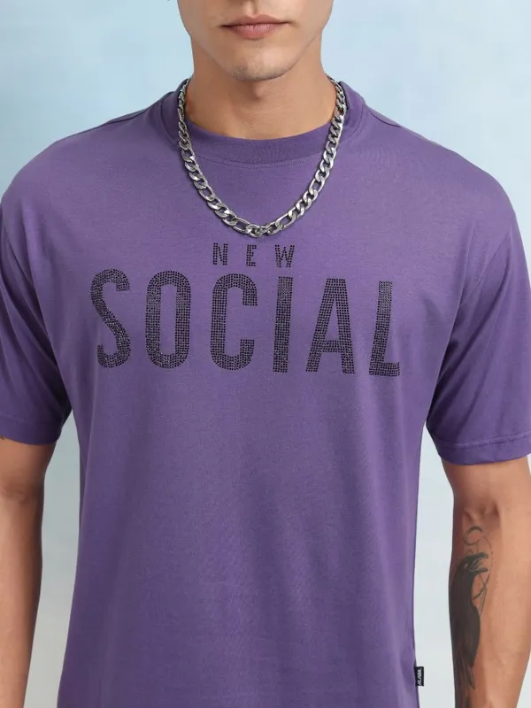 Highlander Men Purple Printed Relaxed Fit T-Shirt