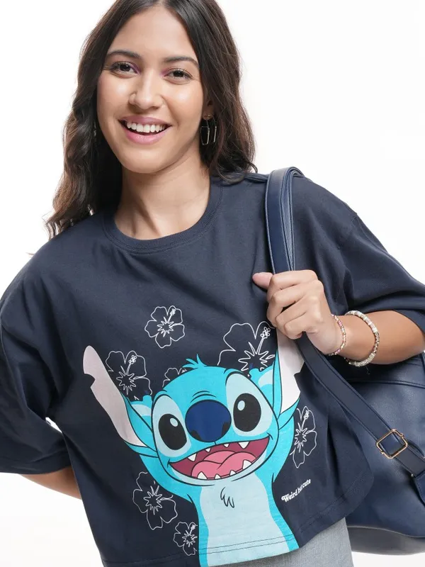 Stitch Printed Boxy Fit T-Shirt