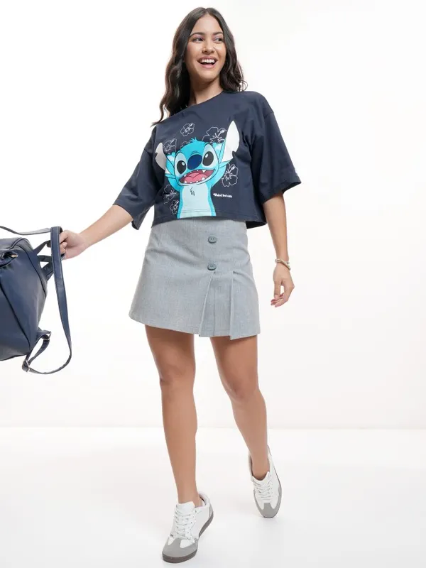 Stitch Printed Boxy Fit T-Shirt
