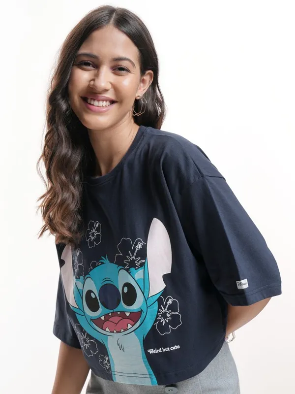 Stitch Printed Boxy Fit T-Shirt