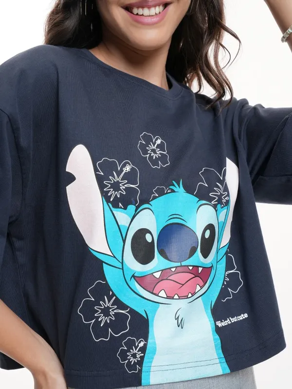 Stitch Printed Boxy Fit T-Shirt