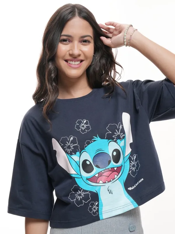 Stitch Printed Boxy Fit T-Shirt