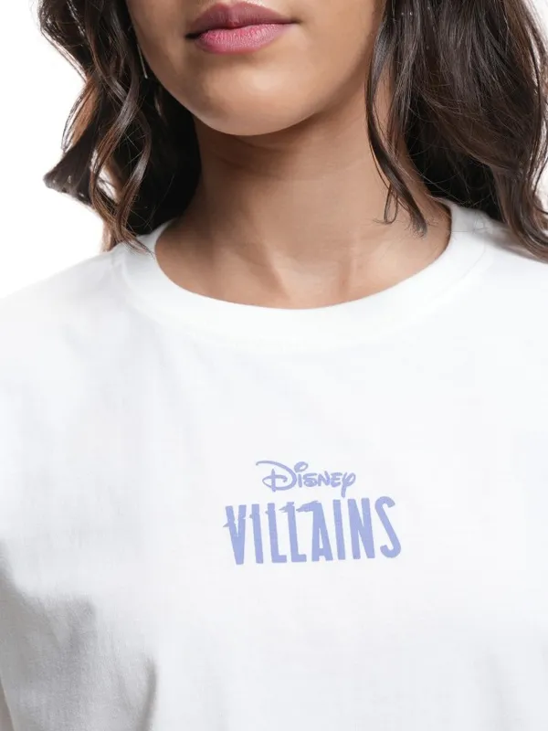 Disney By Tokyo Talkies Women White Disney Villain Printed Round Neck T-Shirt
