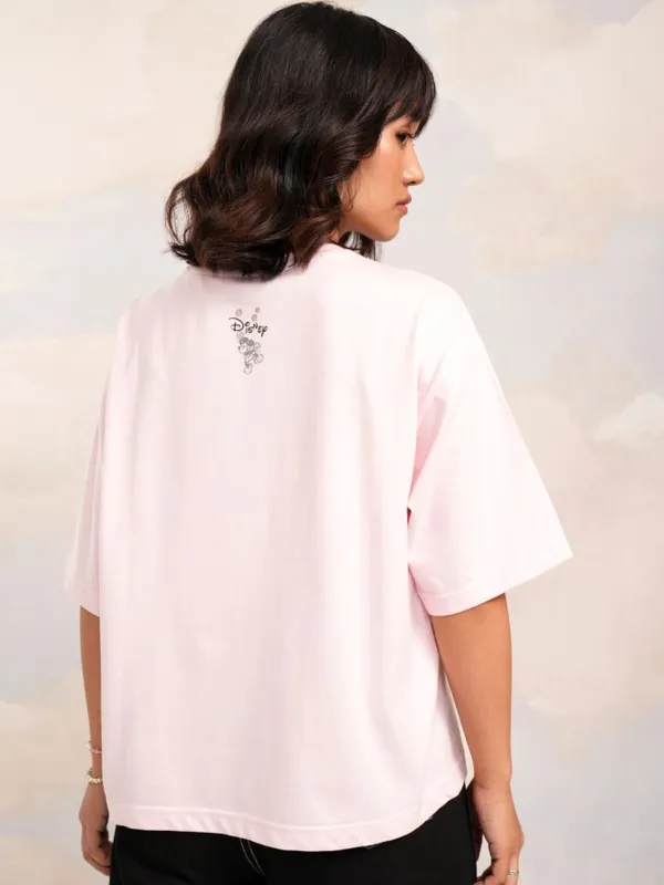 Disney By Tokyo Talkies Women Pink Mickey Mouse Printed Round Neck T-Shirt