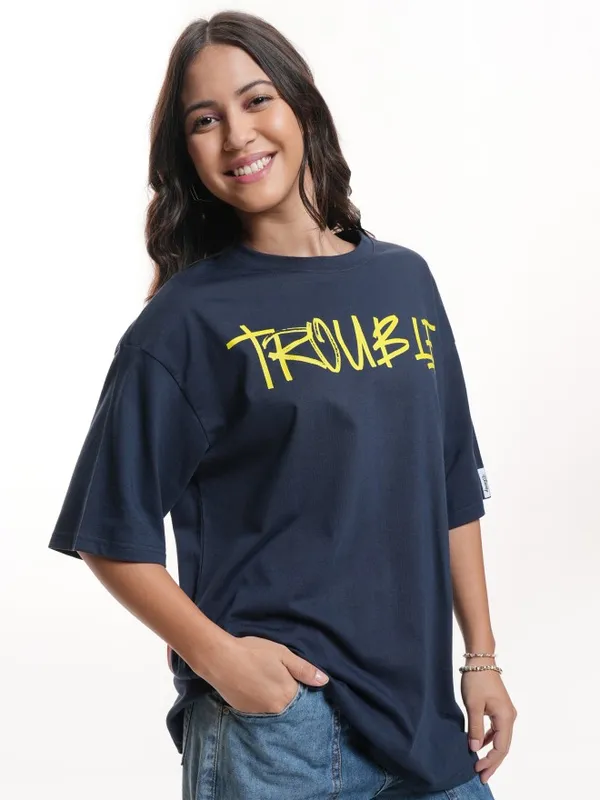 Stitch Printed Oversized Fit T-Shirt