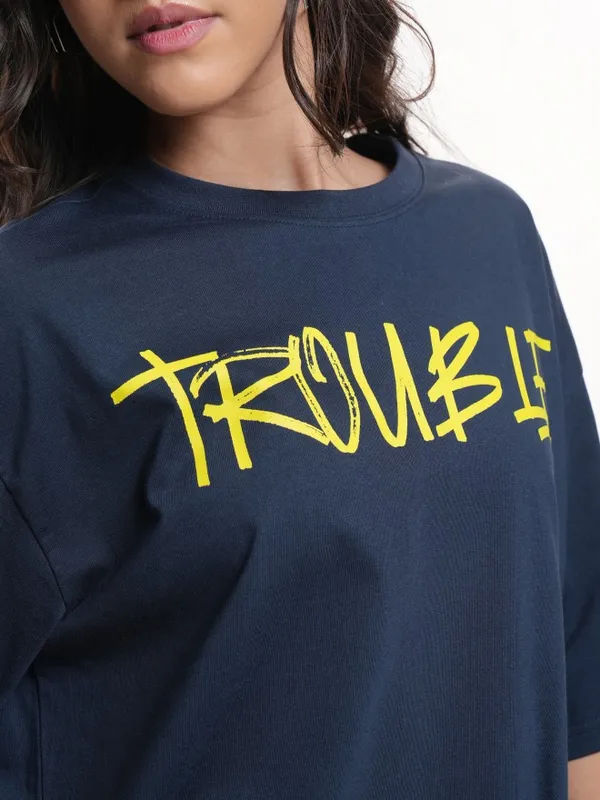 Stitch Printed Oversized Fit T-Shirt