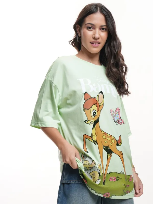 Bambi Women's Printed Oversized Fit T-Shirt