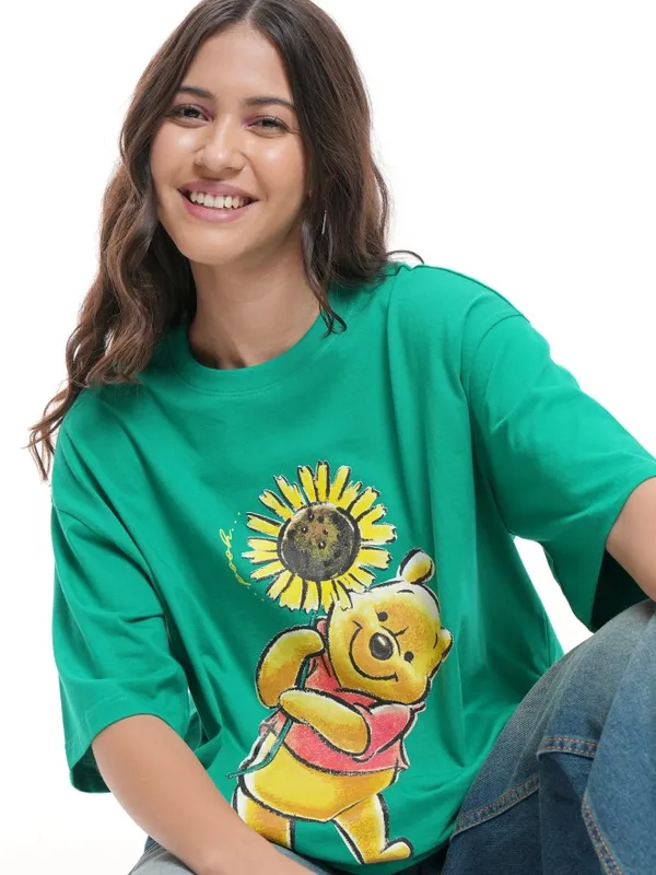 Winnie The Pooh Women's Printed Oversized Fit T-Shirt