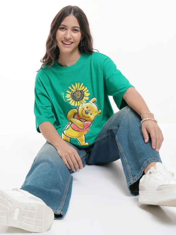 Winnie The Pooh Women's Printed Oversized Fit T-Shirt