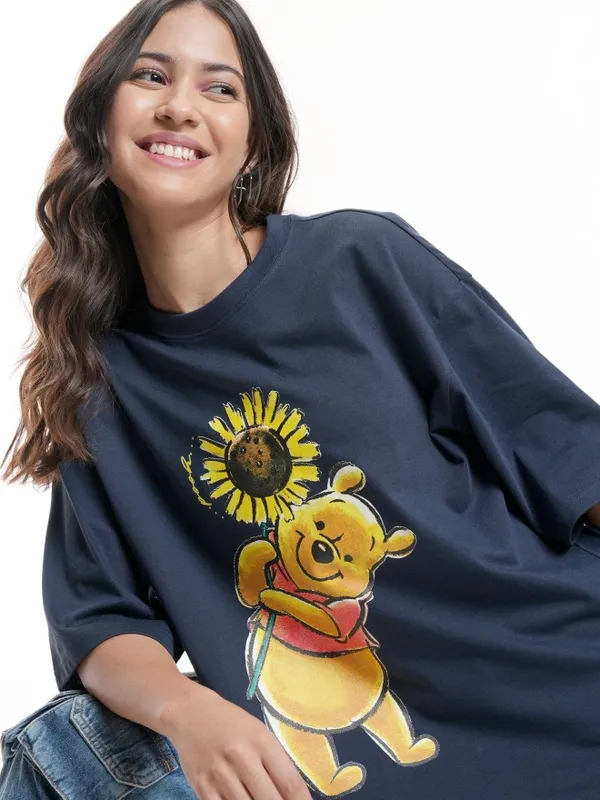 Winnie The Pooh Women's Printed Oversized Fit T-Shirt