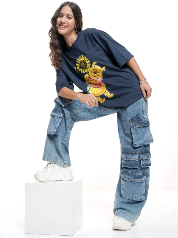 Winnie The Pooh Women's Printed Oversized Fit T-Shirt