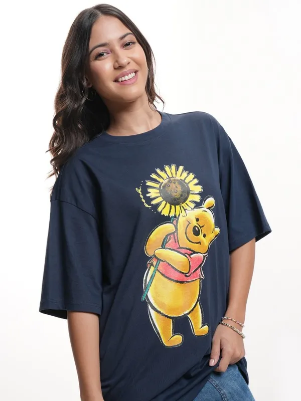 Winnie The Pooh Women's Printed Oversized Fit T-Shirt