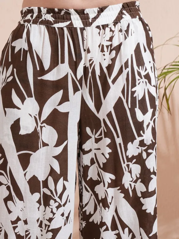 Vishudh Women Brown Tunic With Palazzos