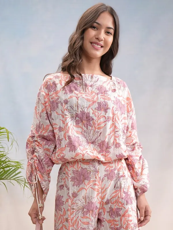 Vishudh Women White Top With Palazzos Co-Ords