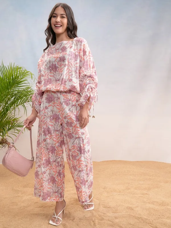 Vishudh Women White Top With Palazzos Co-Ords