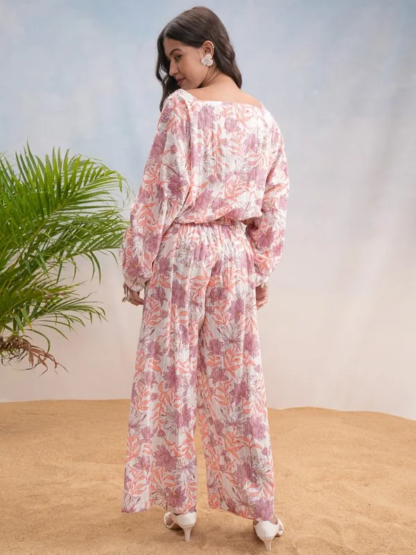 Vishudh Women White Top With Palazzos Co-Ords