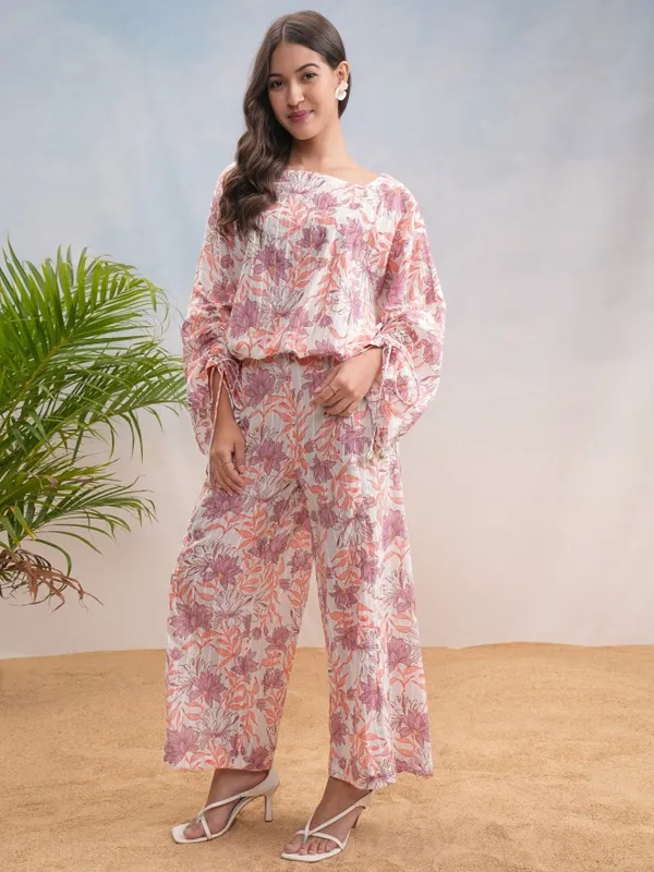 Vishudh Women White Top With Palazzos Co-Ords