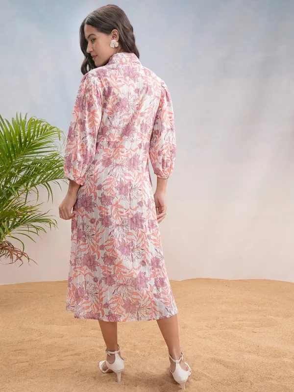 Vishudh Women White Printed Shirt Dress