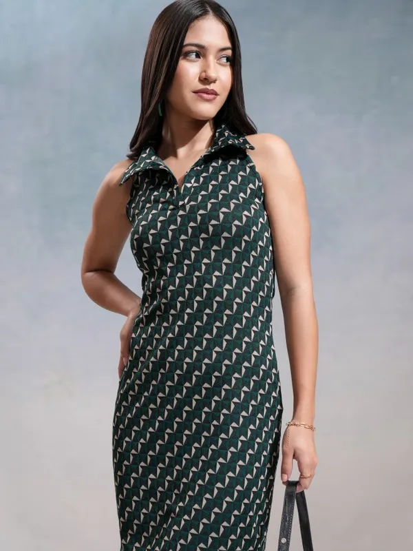 Tokyo Talkies Women Teal Printed Bodycon Dress