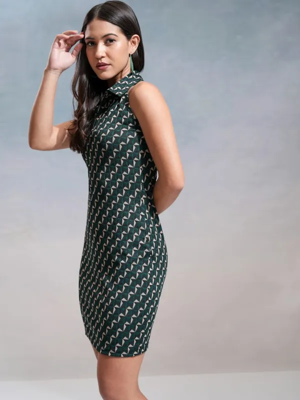 Tokyo Talkies Women Teal Printed Bodycon Dress