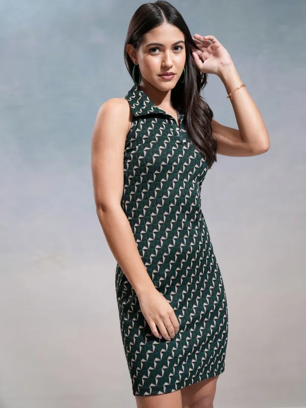 Tokyo Talkies Women Teal Printed Bodycon Dress