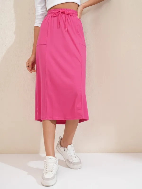 Tokyo Talkies Women Pink Midi Skirt