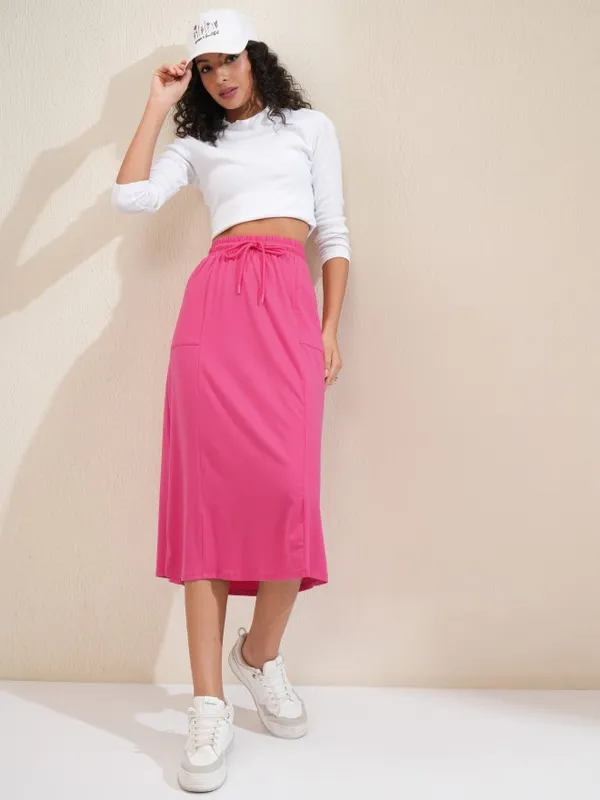 Tokyo Talkies Women Pink Midi Skirt