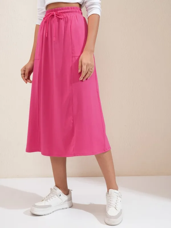 Tokyo Talkies Women Pink Midi Skirt
