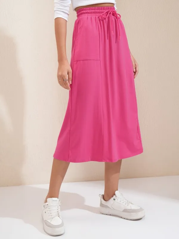 Tokyo Talkies Women Pink Midi Skirt