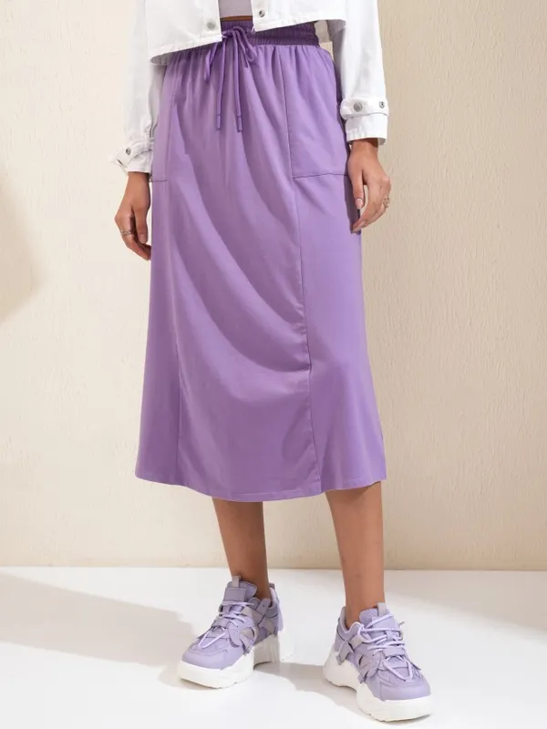 Tokyo Talkies Women Lavender Midi Skirt