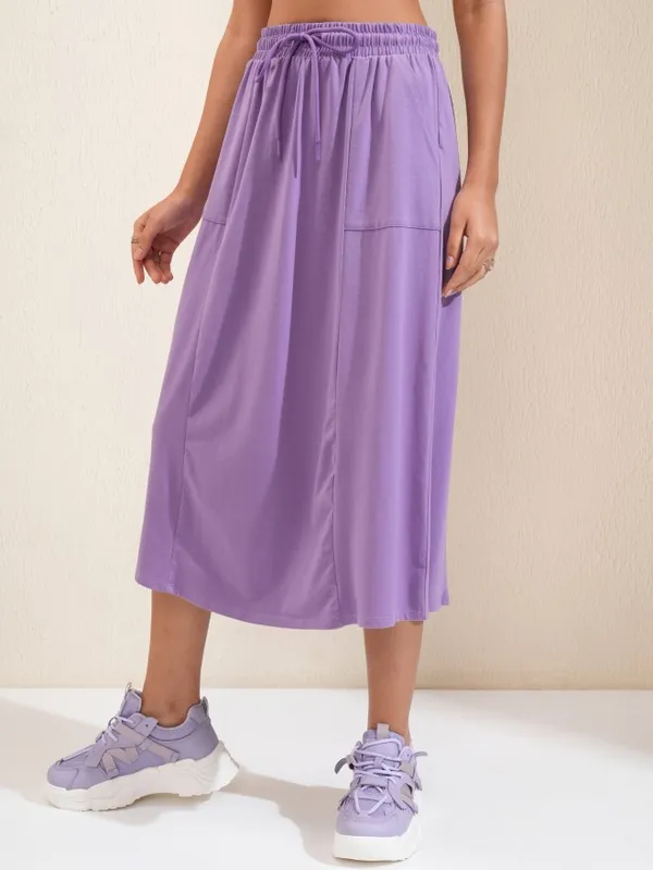 Tokyo Talkies Women Lavender Midi Skirt