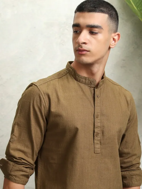 Highlader Men Mustard Solid Regular Fit Casual Shirt