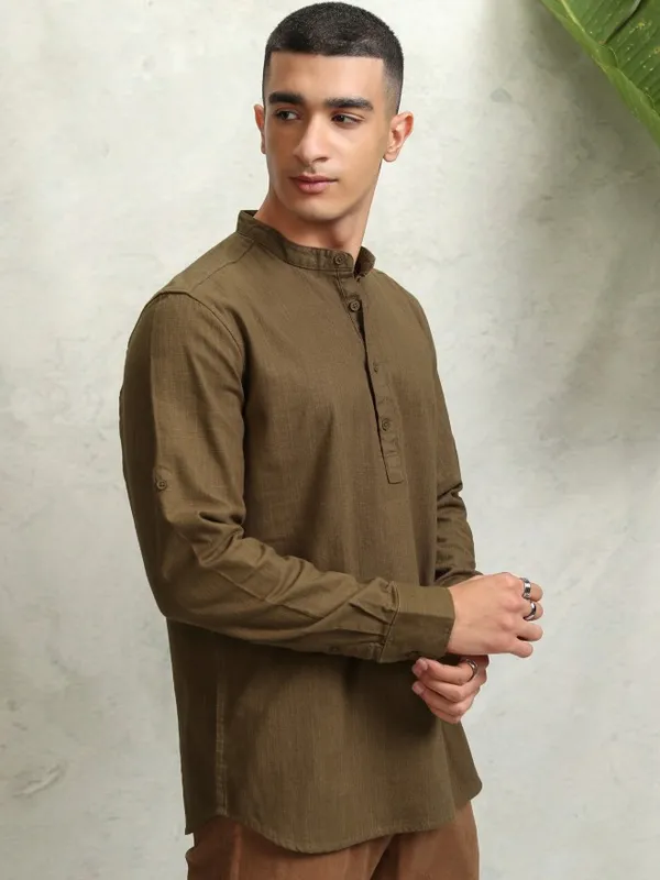 Highlader Men Mustard Solid Regular Fit Casual Shirt
