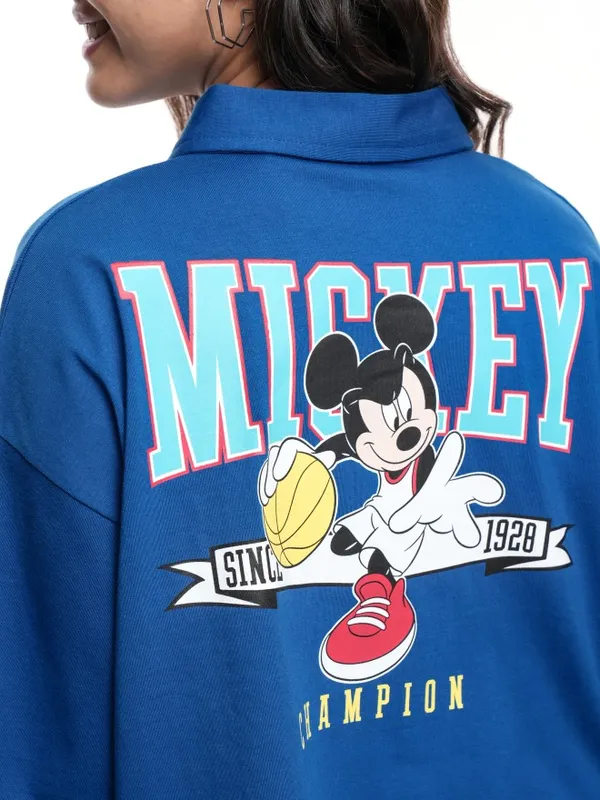 Mickey Mouse Women's Printed Polo Collar T-Shirt