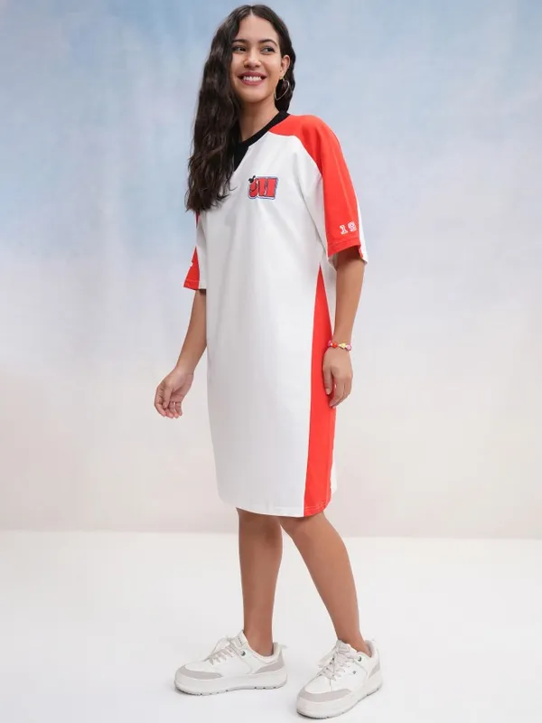 Disney By Tokyo Talkies Women Red Mickey Mouse Printed T-Shirt Dress