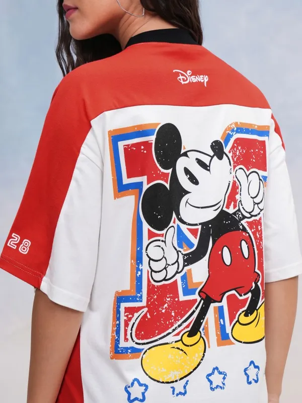 Disney By Tokyo Talkies Women Red Mickey Mouse Printed T-Shirt Dress