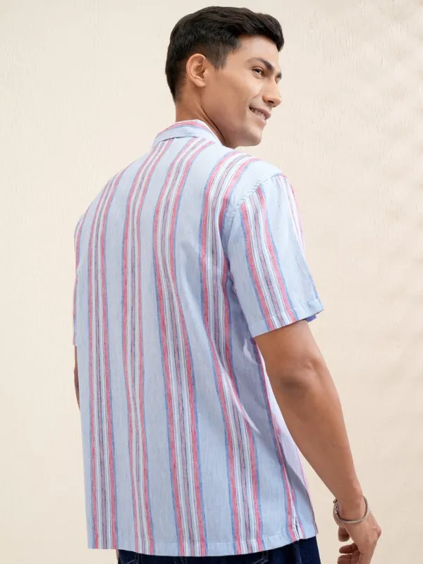 Locomotive Men Blue Checked Relaxed Fit Casual Shirt