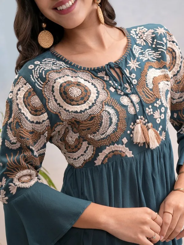 Vishudh Women Teal Top With Trouser