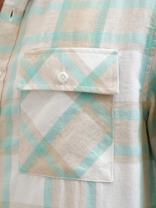 Locomotive Men Beige Checked Relaxed Fit Casual Shirt
