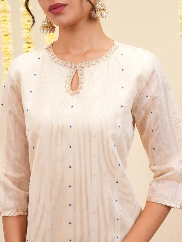 Vishudh Women Beige Printed Straight Kurta