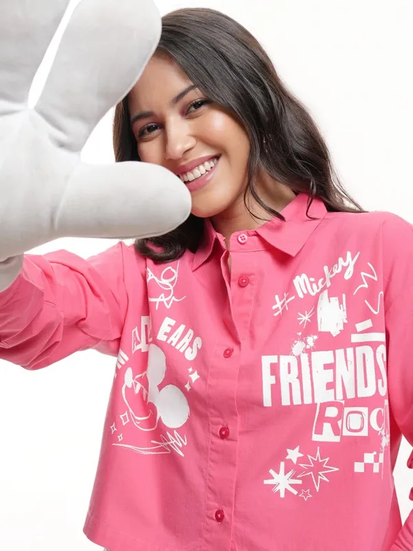 Mickey Mouse Women Printed Casual Shirt