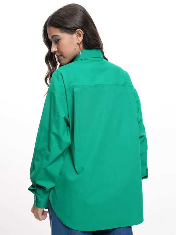 Disney By Tokyo Talkies Women Green Mickey Mouse Printed Casual Shirt