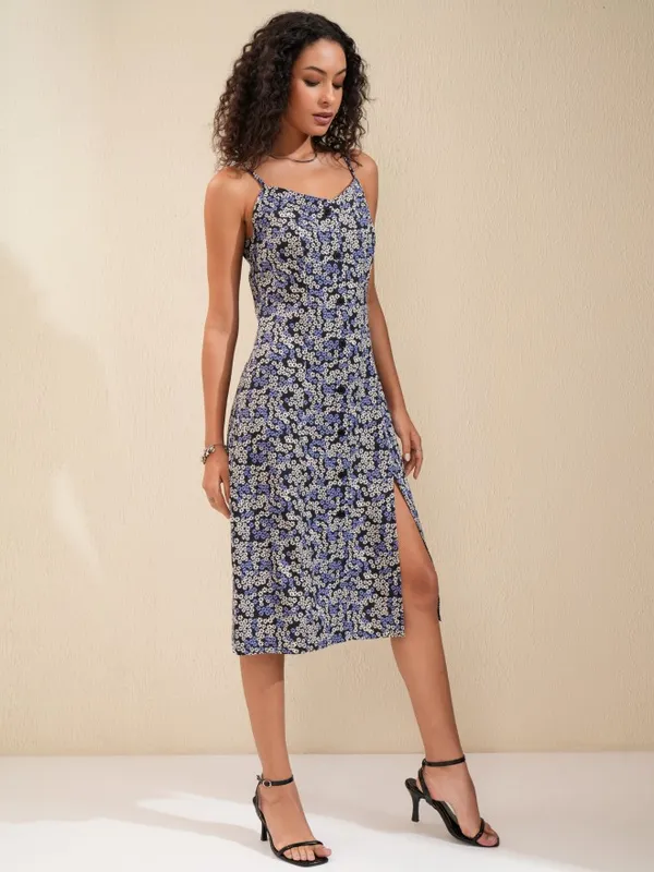 Tokyo Talkies Women Black Printed A-Line Dress