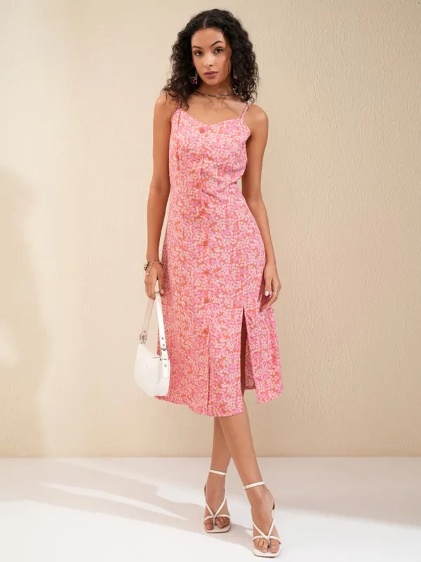 Tokyo Talkies Women Pink Printed A-Line Dress