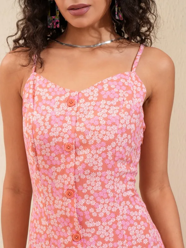 Tokyo Talkies Women Pink Printed A-Line Dress