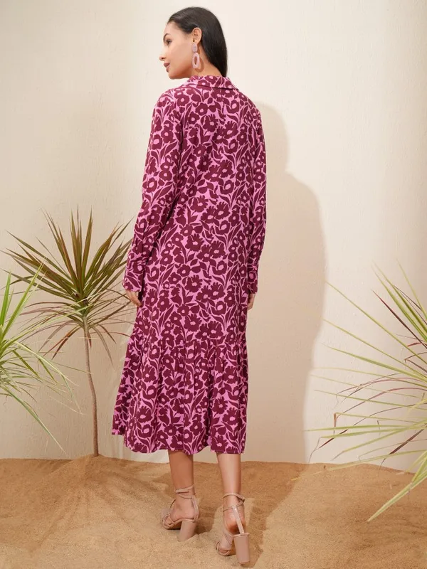 Tokyo Talkies Women Maroon Printed A-Line Dress