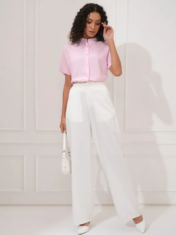 Tokyo Talkies Women Pink Solid Regular Fit Casual Shirt