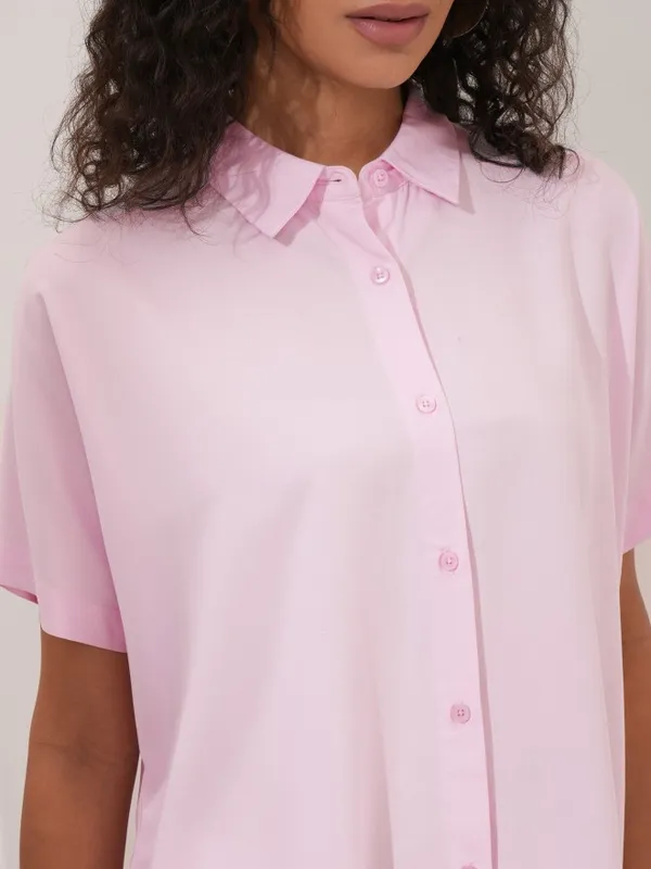 Tokyo Talkies Women Pink Solid Regular Fit Casual Shirt