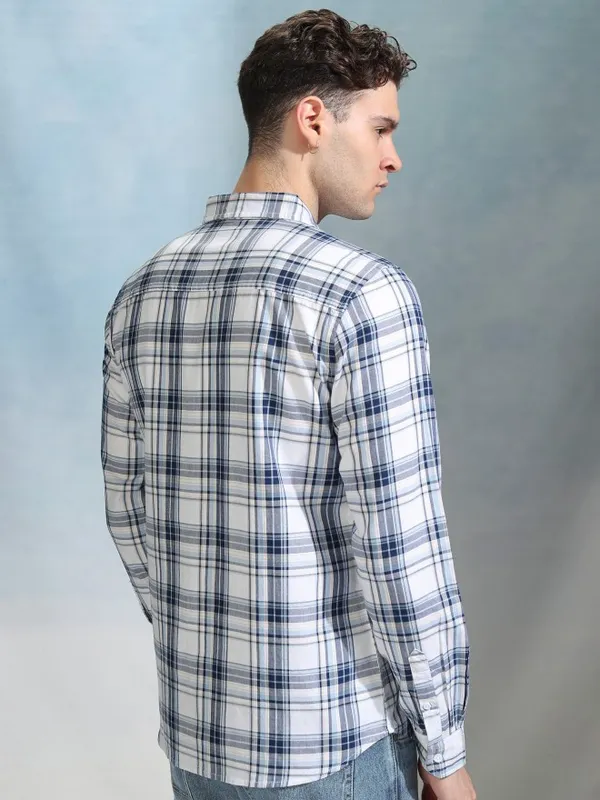 Ketch Men White Checked Regular Fit Casual Shirt